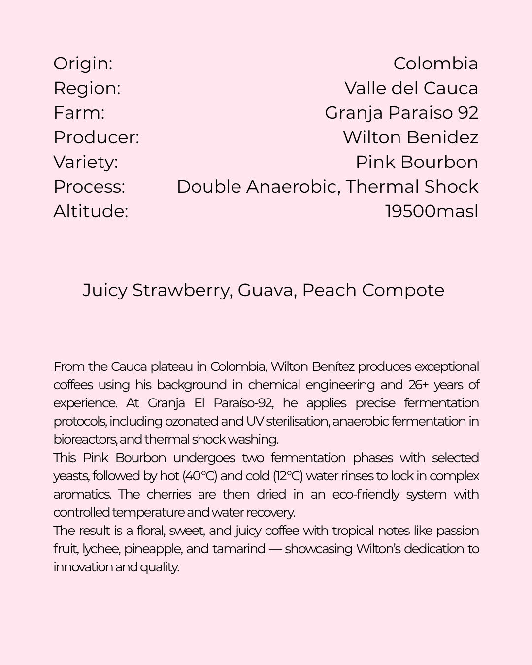 Colombia, Granja Paraiso 92 Pink Ballerina