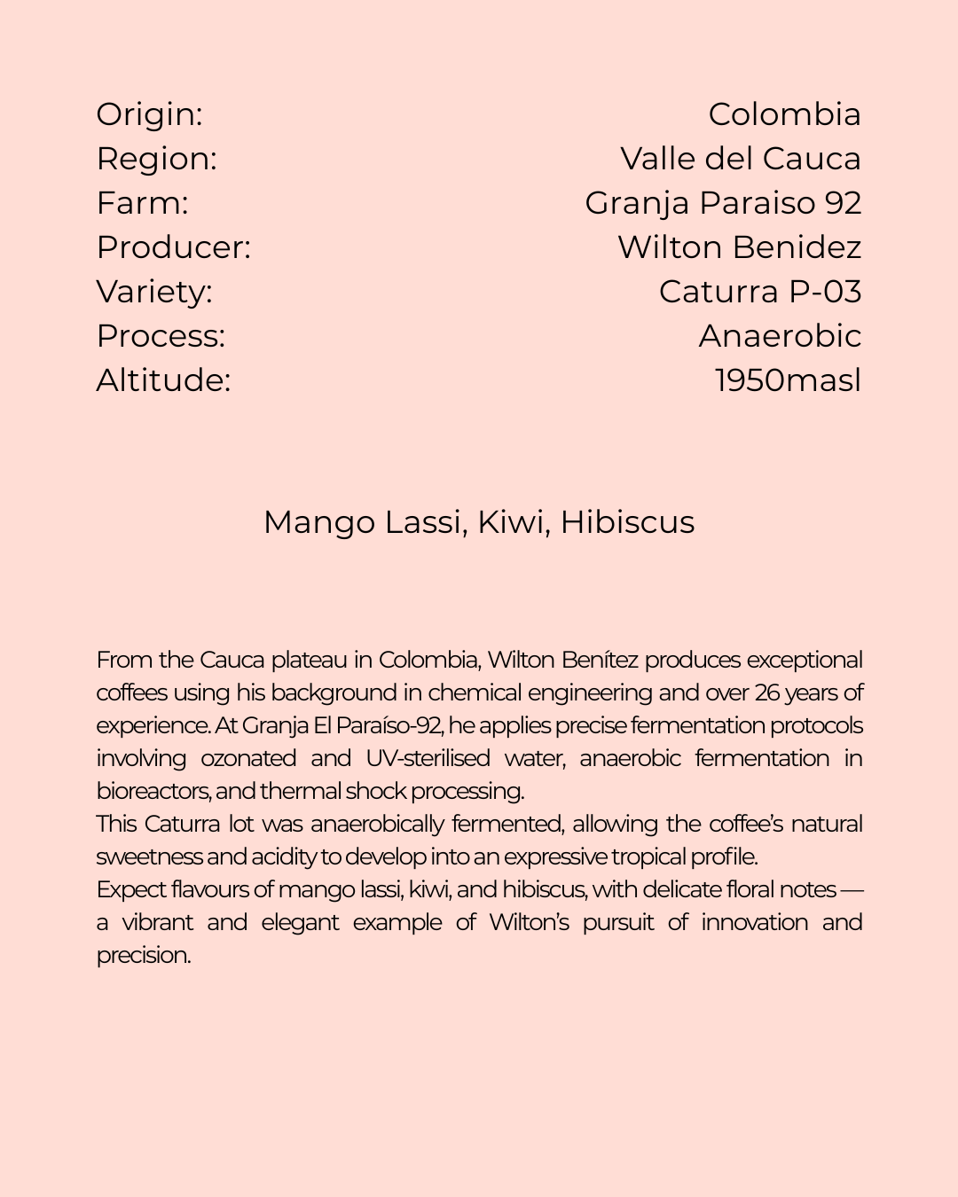 Colombia, Granja Paraiso 92, Caturra