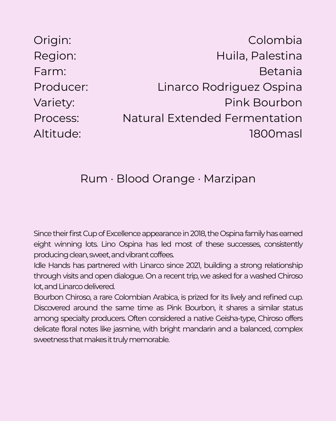 Colombia, Betania, Pink Bourbon