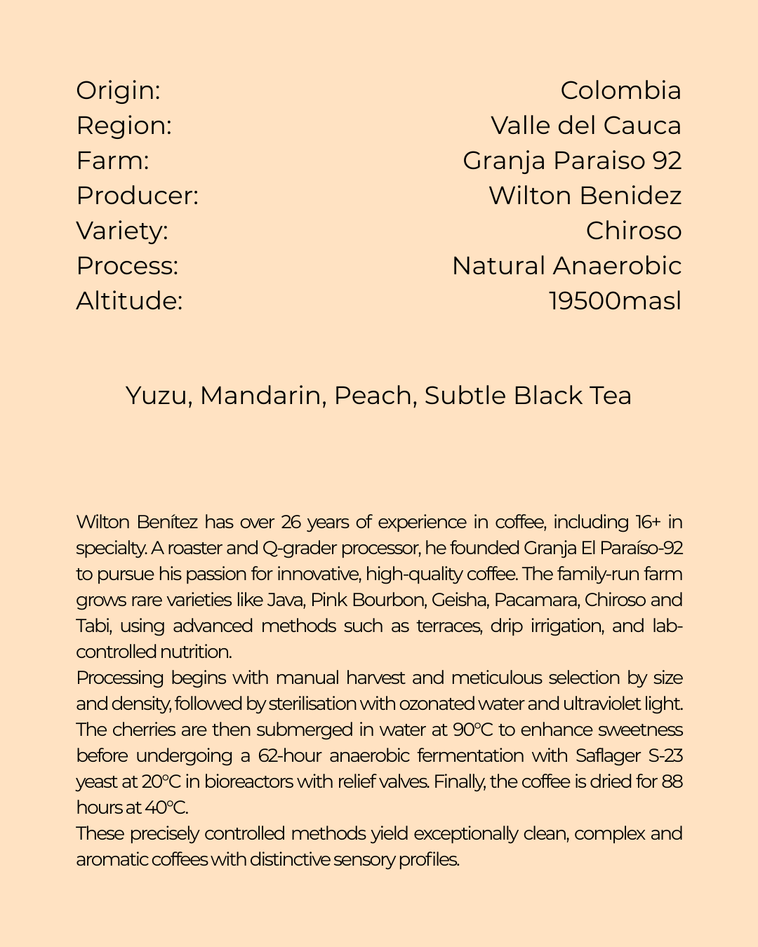 Colombia, Granja Paraiso 92, Chiroso